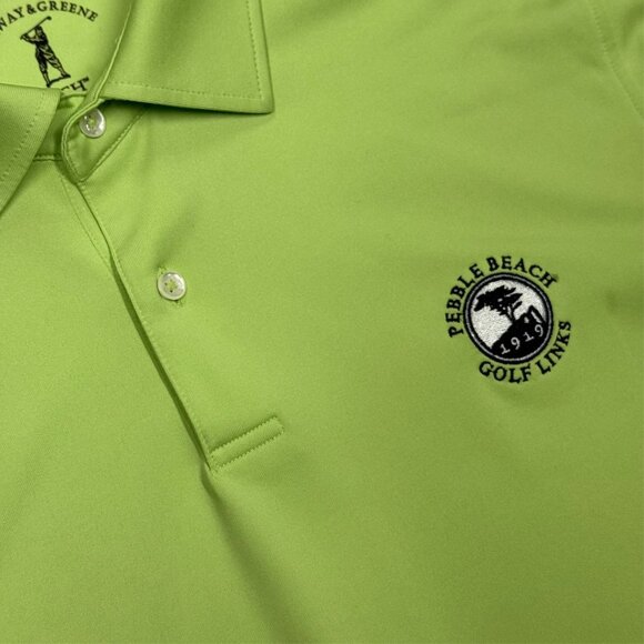 Fairway & Greene Tech Pebble Beach Golf Links Polo Shirt Stretch Yellow Small - Picture 4 of 7